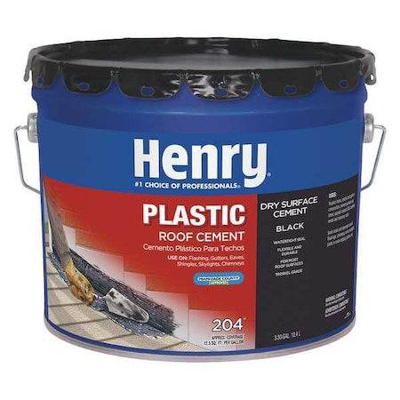 Plastic Roof Cement, 3.5 gal, Pail, Black