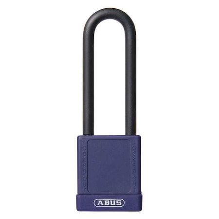 Lockout Padlock, Keyed Alike, Plastic-Covered Aluminum, Purple, 1 1/2 in Shackle Height