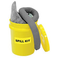 Spill Kit, 4 gal Volume Absorbed per Kit, 5 gal Capacity, Bucket, Gray, 10