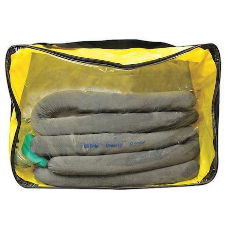 Spill Kit, 13 gal Volume Absorbed per Kit, Bag, Gray, 24