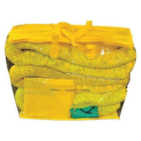 Spill Kit, 5 gal Volume Absorbed per Kit, 5 gal Capacity, Bag, Yellow, 27