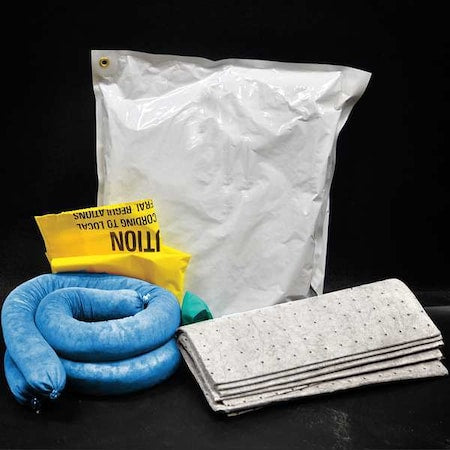 Spill Kit, 3 gal Volume Absorbed per Kit, Bag, Blue, 9