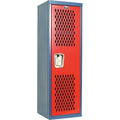 Wardrobe Locker, 15 in W, 15 in D, 48 in H, (1) Tier, (1) Wide, Red/Blue
