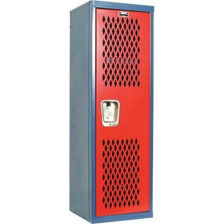 Wardrobe Locker, 15 in W, 15 in D, 48 in H, (1) Tier, (1) Wide, Red/Blue