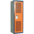 Wardrobe Locker, 15 in W, 15 in D, 48 in H, (1) Tier, (1) Wide, Orange/Navy Blue