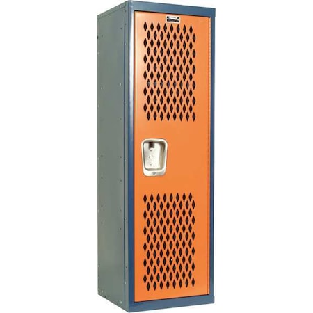 Wardrobe Locker, 15 in W, 15 in D, 48 in H, (1) Tier, (1) Wide, Orange/Navy Blue
