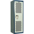 Wardrobe Locker, 15 in W, 15 in D, 48 in H, (1) Tier, (1) Wide, Light Gray/Navy Blue