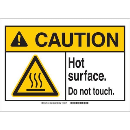 Caution Sign, 3 1/2 in H, 5 in W, Polyester, Rectangle, English, 143816