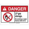 Danger No Smoking Sign, 10"" H, 14 in W,  Rectangle, English, 145173