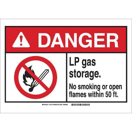 Danger No Smoking Sign, 10"" H, 14 in W,  Rectangle, English, 145173