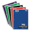 Coil-Lock Wirebound Notebook, 3-Hole Punch, Medium/College Rule, Random Color, (70) 10.5 x 8 Sheets