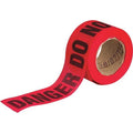 Barricade Tape, Danger Do Not Enter, Red, 3 in Wide x 150 ft Length, Wood Fiber, 6 mil