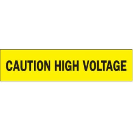 Barricade Tape, Caution High Voltage, Yellow, 3 in Wide x 200 ft Length, Polyethylene, 3 mil