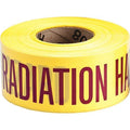 Barricade Tape, Caution Radiation Hazard, Yellow, 3 in Wide x 200 ft Length, Polyethylene, 3 mil