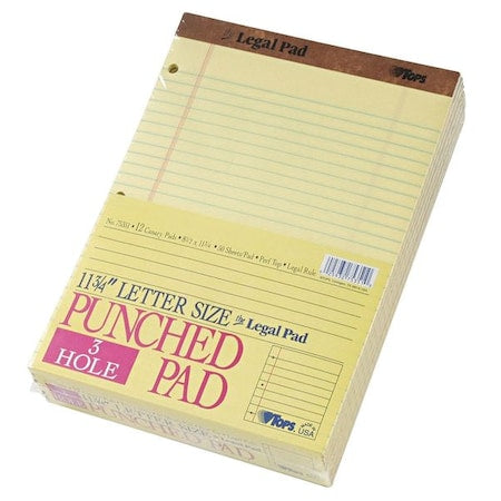 The Legal Pad Ruled Perforated Pads, Wide/Legal Rule, (50) Canary-Yellow 8.5 x 11.75 Sheets, PK12