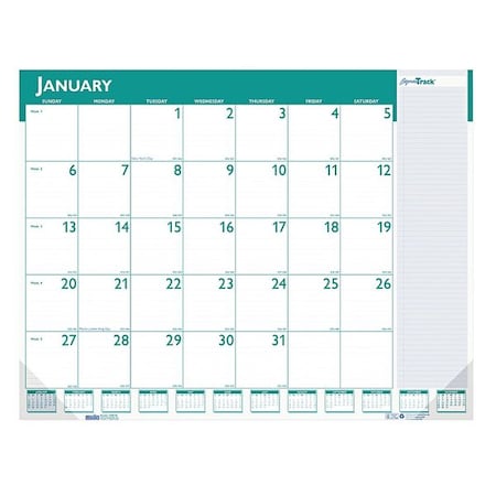 22 x 17"" Express Track Monthly Desk Pad Calendar, White