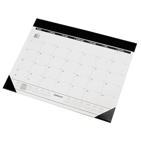 Monthly Refillable Desk Pad, 22 x 17, White Sheets, Black Binding, 12-Month (Jan to Dec): 2025