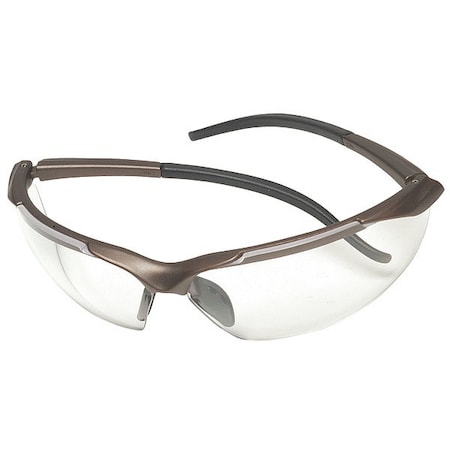 Discovery II, Safety Glasses, Anti-Scratch, Clear Lens, Brown Frame, Half-Frame