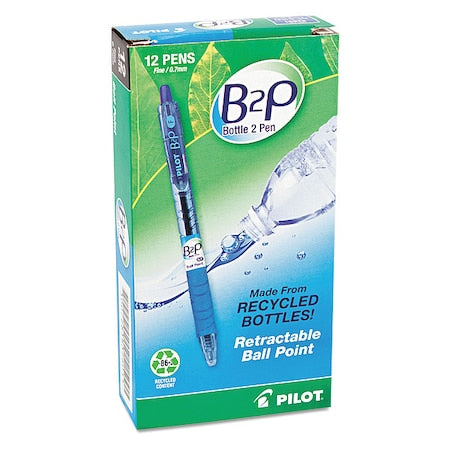 Retractable Recycled Pen, Fine 0.7 mm, Blue PK12