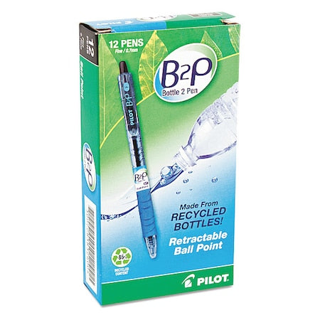 Retractable Recycled Pen, Fine 0.7 mm, Black PK12