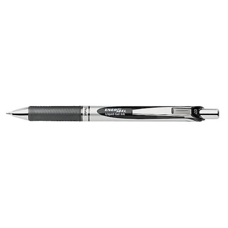 EnerGel RTX Gel Pen, Retractable, Medium 0.7 mm, Black Ink, Black/Gray Barrel
