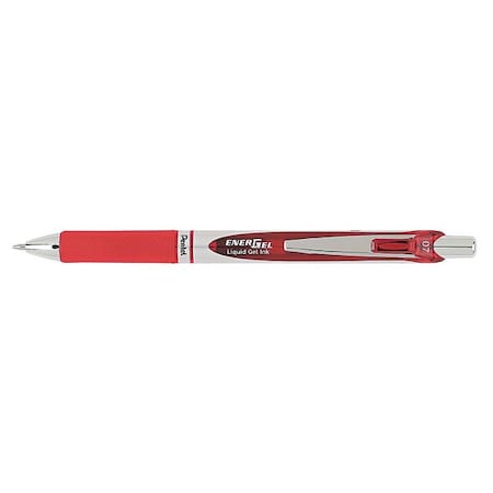 EnerGel RTX Gel Pen, Retractable, Medium 0.7 mm, Red Ink, Red/Gray Barrel
