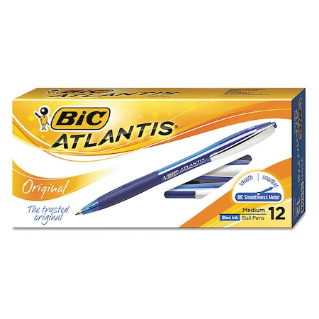 Pen Retractable, Medium 1.0 mm, Blue PK12