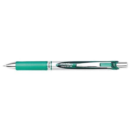 EnerGel RTX Gel Pen, Retractable, Medium 0.7 mm, Green Ink, Green/Gray Barrel