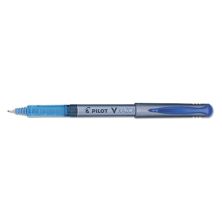 V Razor Point Liquid Ink Porous Point Pen, Extra-Fine 0.5 mm, Blue Ink, Gray/Blue Barrel, PK12