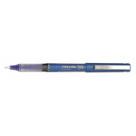 Precise V5 Rollerball Pen, Stick, Extra-Fine 0.5 mm, Blue Ink, Blue/Clear Barrel, PK12