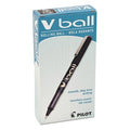 VBall Liquid Ink Rollerball Pen, Stick, Fine 0.7 mm, Black Ink, Black/Clear Barrel, PK12