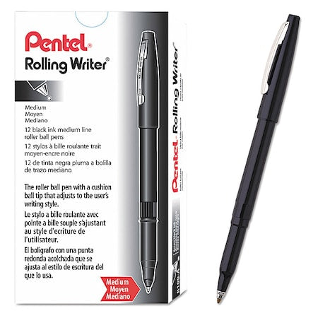 Roller Ball Pen, Medium 0.8 mm, Black PK12