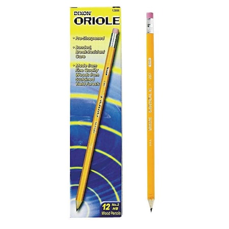 Oriole Presharpened Pencils, HB (No 2), Black Lead, Yellow Barrel, PK12