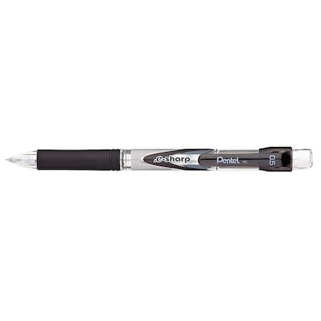 .e-Sharp Mechanical Pencil, 0.5 mm, HB (No 2), Black Lead, Black Barrel, PK12
