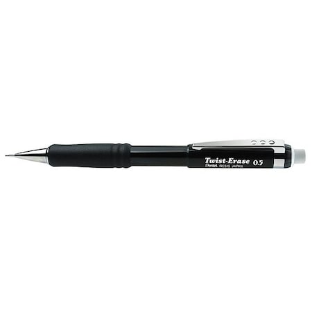 Twist-Erase III Mechanical Pencil, 0.5 mm, HB (No 2), Black Lead, Black Barrel