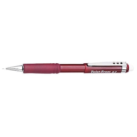Twist-Erase III Mechanical Pencil, 0.7 mm, HB (No 2), Black Lead, Red Barrel