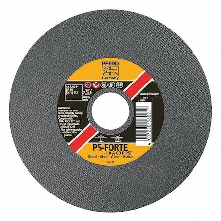Abrasive Cut-Off Wheel, Type 1, 3 in Dia, 0.040 in Thick, 1/4 in Arbor Hole Size, Aluminum oxide A