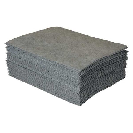 Sorbent Pad, 11 gal, 15 in x 19 in, Universal, Gray, Polypropylene
