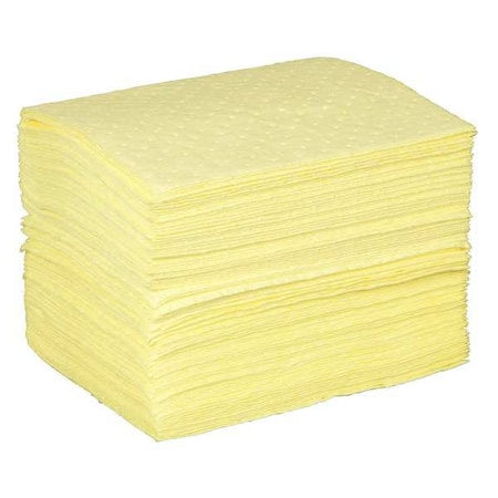 Sorbent Pad, 14 gal, 15 in x 19 in, Harsh Chemicals, Yellow, 100 PK