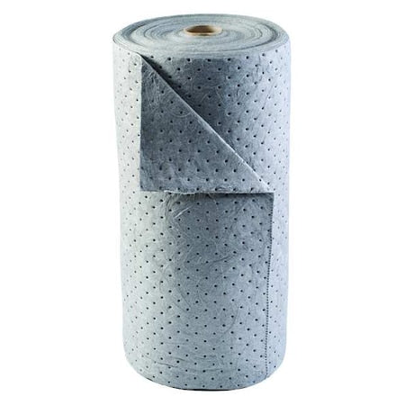 Sorbent Roll, 38 gal, 30 in x 150 ft, Universal, Gray, Polypropylene