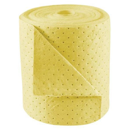 Sorbent Roll, 20 gal, 15 in x 150 ft, Harsh Chemicals, Yellow, Polypropylene