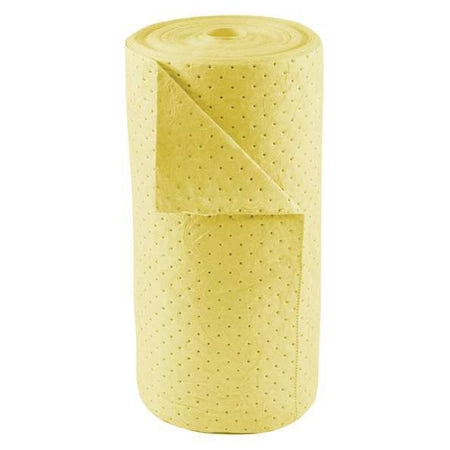 Sorbent Roll, 26 gal, 30 in x 150 ft, Harsh Chemicals, Yellow, Polypropylene