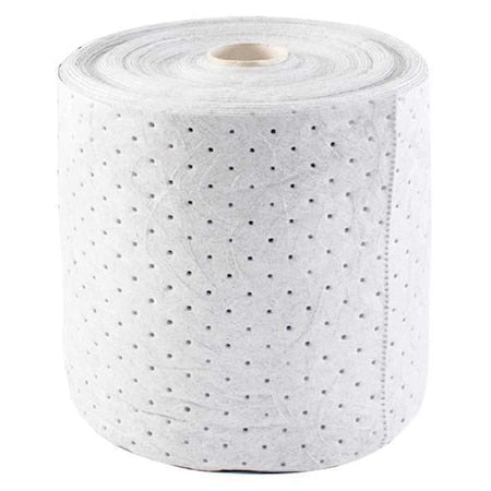 Sorbent Roll, 19 gal, 15 in x 150 ft, Harsh Chemicals, White, Polypropylene