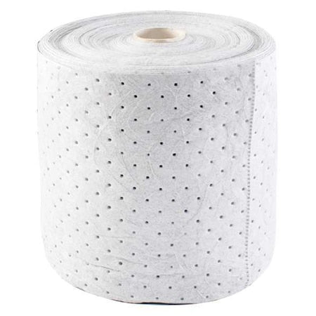 Sorbent Roll, 12 gal, 15 in x 150 ft, Harsh Chemicals, White, Polypropylene