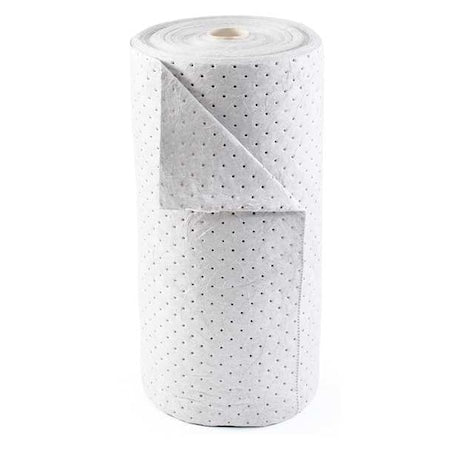 Sorbent Roll, 38 gal, 30 in x 150 ft, Harsh Chemicals, White, Polypropylene