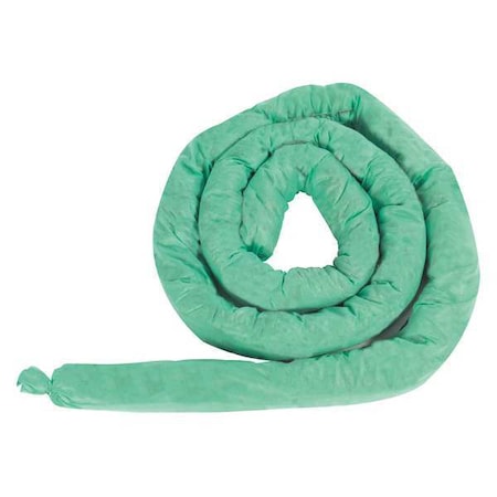 Absorbent Sock, Green, 10 gal., 10 ft., PK4
