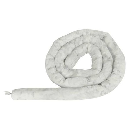 Absorbent Sock, White, 10 gal., 10 ft., PK4