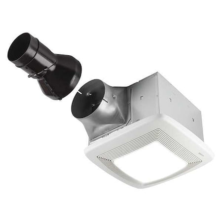 Ceiling Bathroom Fan, 80 cfm cfm, 4 in Duct Dia., 120V AC, Energy Star Certified