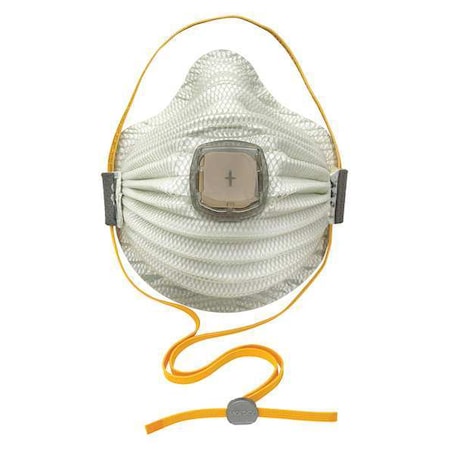 Disposable Respirator, N100, AirWave, Ventex Valve, Adj. SmartStrap, Full Flange, Molded, M/L, PK 5