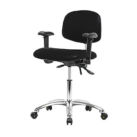 Ergonomic Chair, Adjustable Arms, 21-1/2" to 29" Height, Black